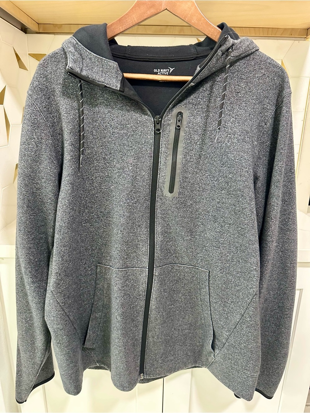 Old Navy Gray Men’s Full-Zip Hooded Sweater